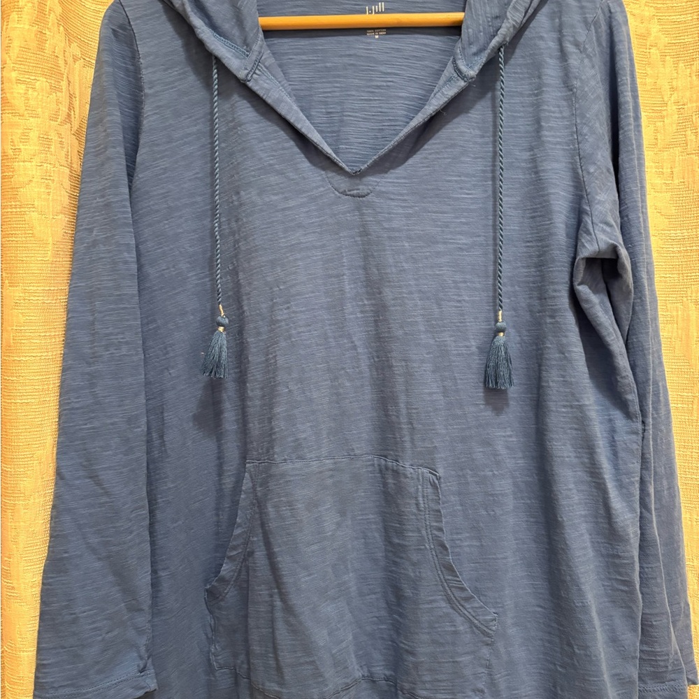 J. Jill Blue Hoodie Sweatshirt